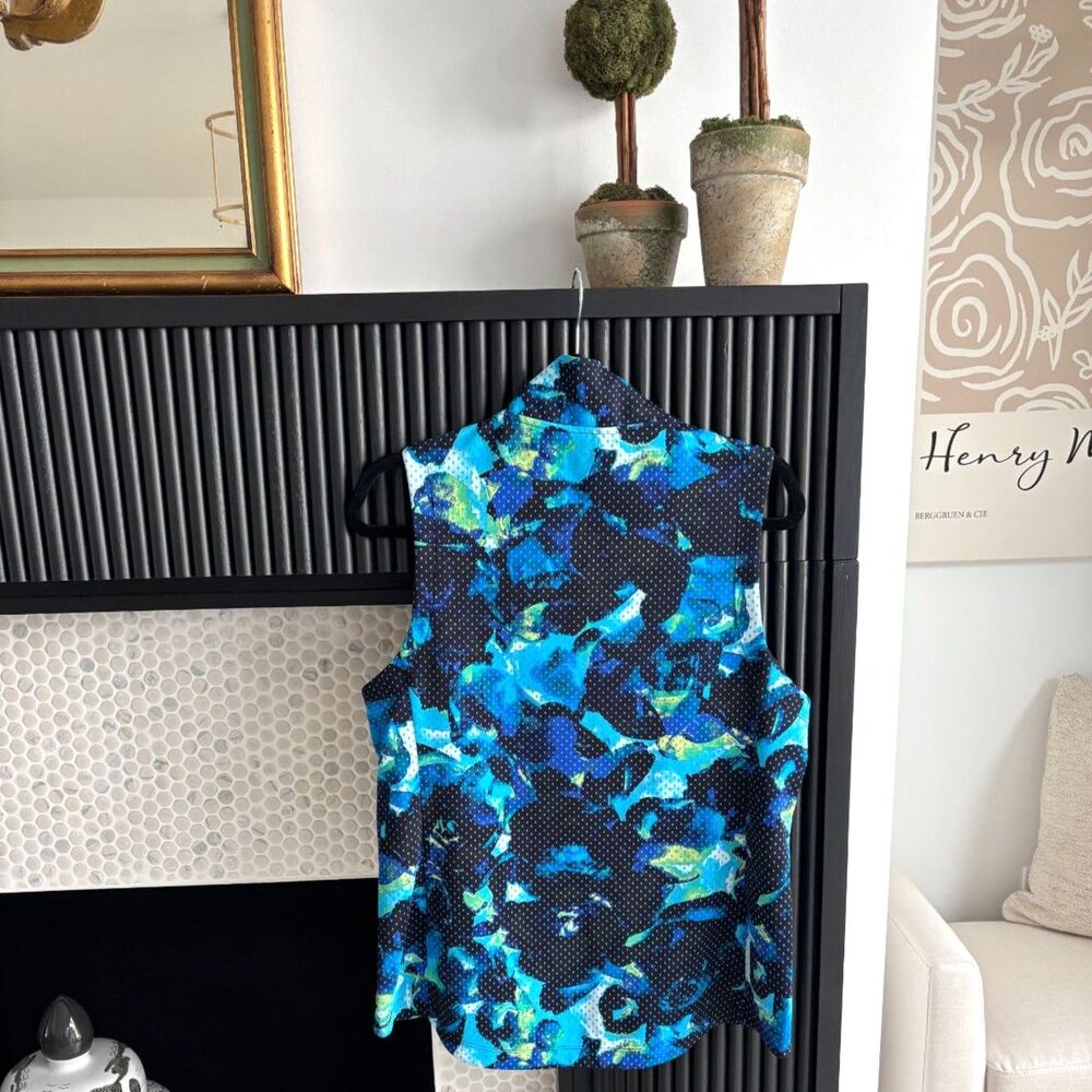 Calvin Klein Performance Blue Abstract Polka Dot Full Zip Vest - Size L - Picture 3 of 5